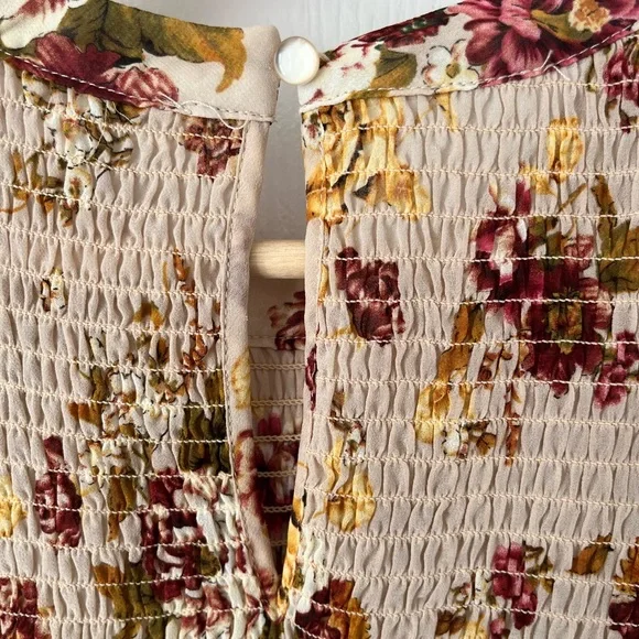 CLEO-Floral Smocked Blouse | Long Sleeve Sheer Boho Top | Size Small - Picture 8 of 14